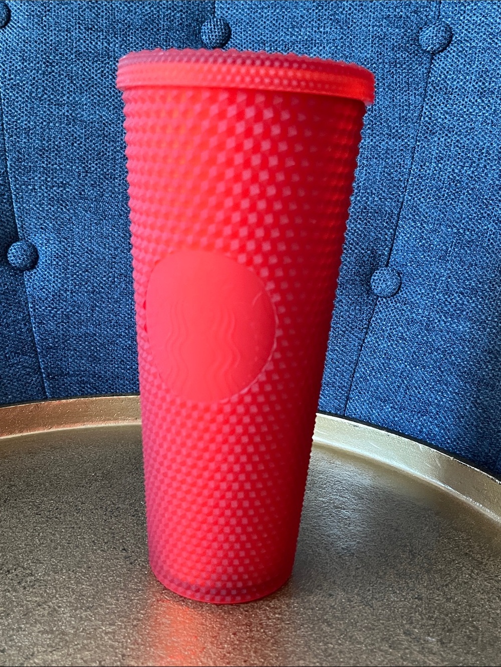 24 oz Starbucks Red Textured Tumbler with Hidden Logo